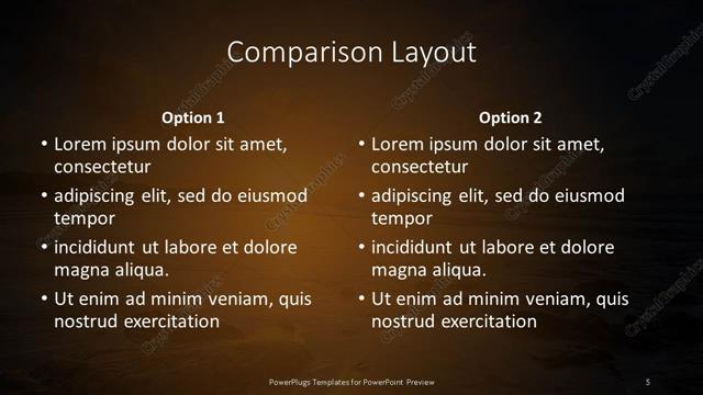Comparison presentation slide layout