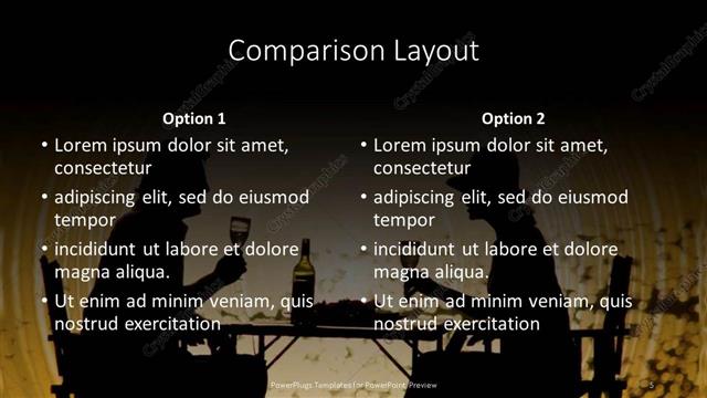 Comparison presentation slide layout