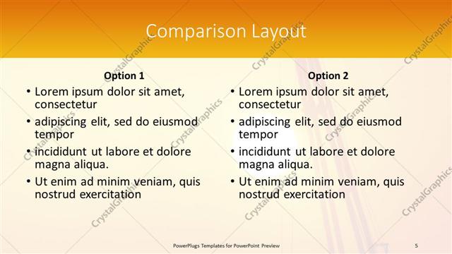 Comparison presentation slide layout