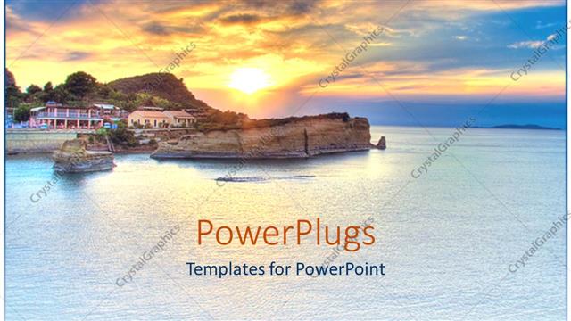  Presentation with calm - Sunset view on a house on a calm beach