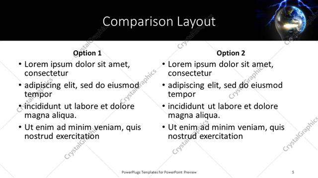 Comparison presentation slide layout