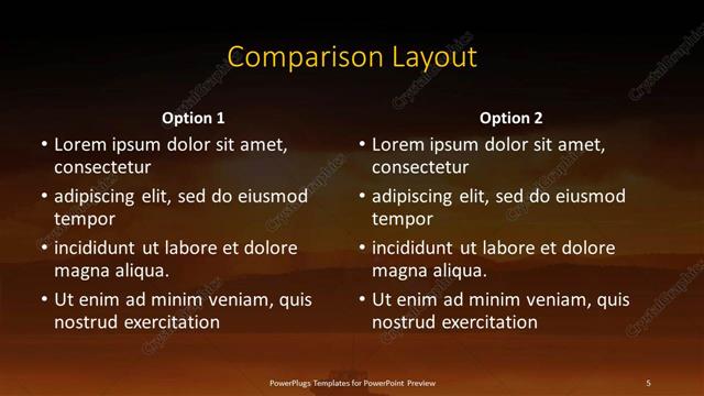 Comparison presentation slide layout