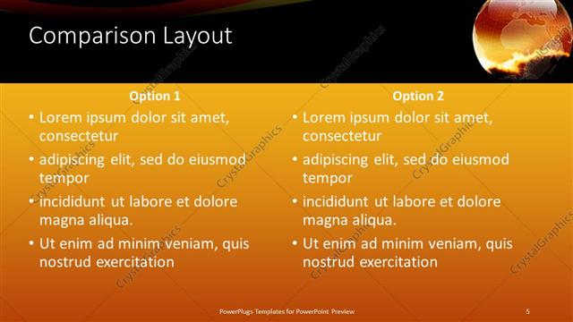 Comparison presentation slide layout