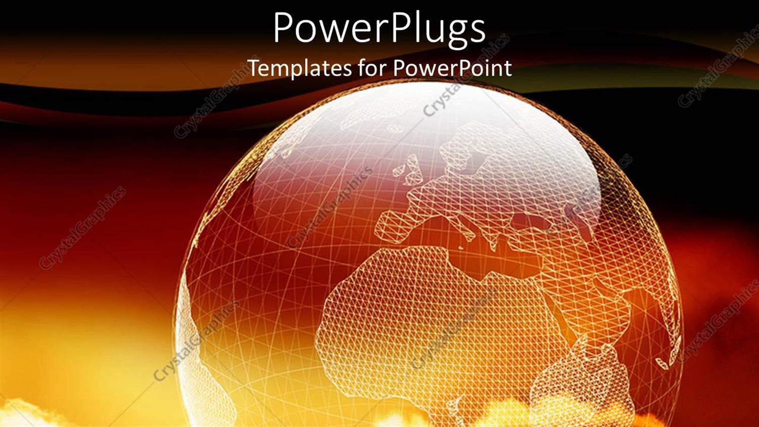 Featuring a Sunset View of a Transparent Earth Globe with Dark Clouds Above