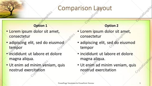 Comparison presentation slide layout