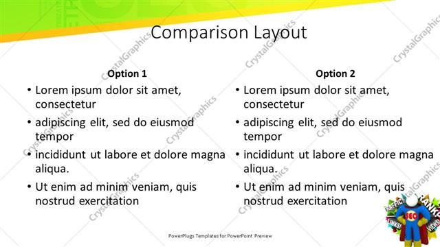 Comparison presentation slide layout