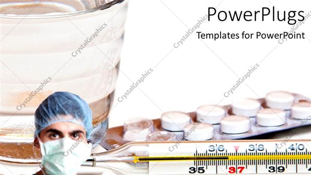  Presentation with medicines - A surgeon with a number of medicines in the background