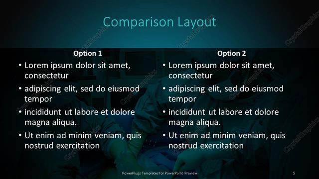 Comparison presentation slide layout