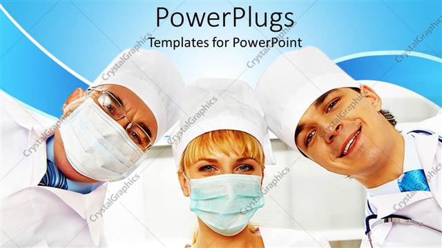  Presentation with team health - Surgical team looking at camera in medical scrubs, health care, surgery, doctor, nurse, surgeon, medicine