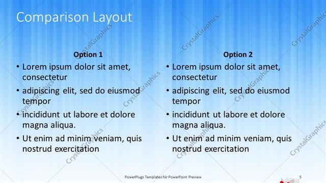 Comparison presentation slide layout