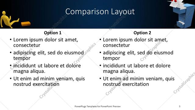 Comparison presentation slide layout