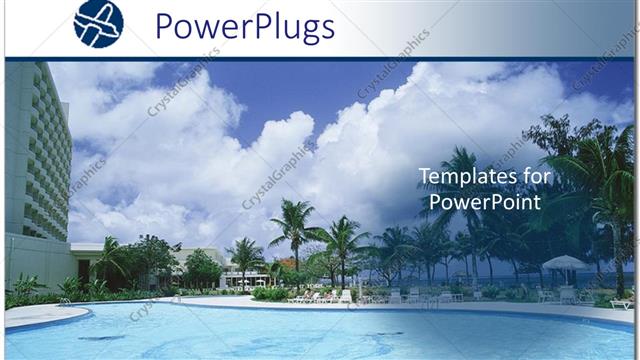  Presentation with resort - Swimming pool and palm trees at tropical resort