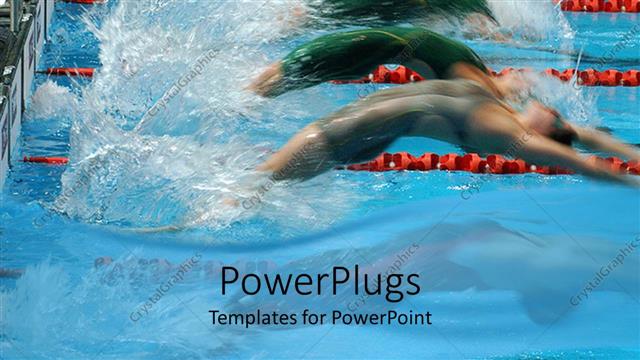  Presentation with swimming - Swimming theme with swimming contest swimmers backstroke race start in pool