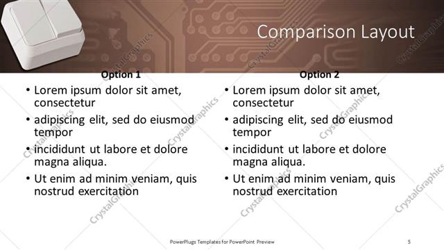 Comparison presentation slide layout