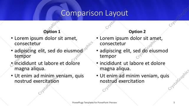 Comparison presentation slide layout