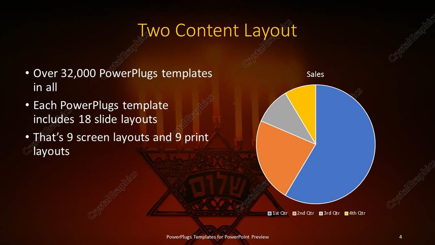 PowerPoint Template Symbol Of Jewish Holiday Hanukkah With Lighted 