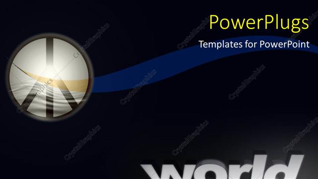  Presentation with peace - Symbol of peace with keywords in 3D placed on black color