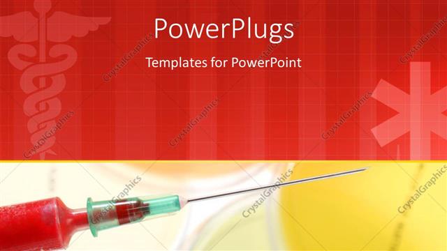  Presentation with syringe - Syringe over a red medical theme with medical symbol in background