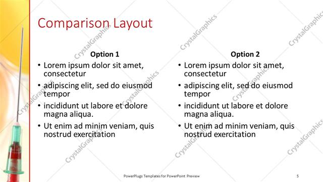 Comparison presentation slide layout