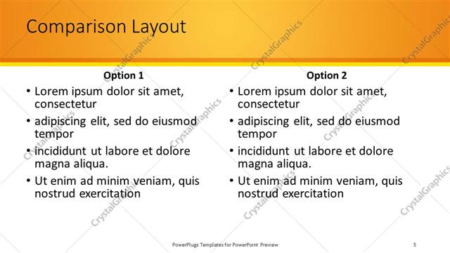 Comparison presentation slide layout