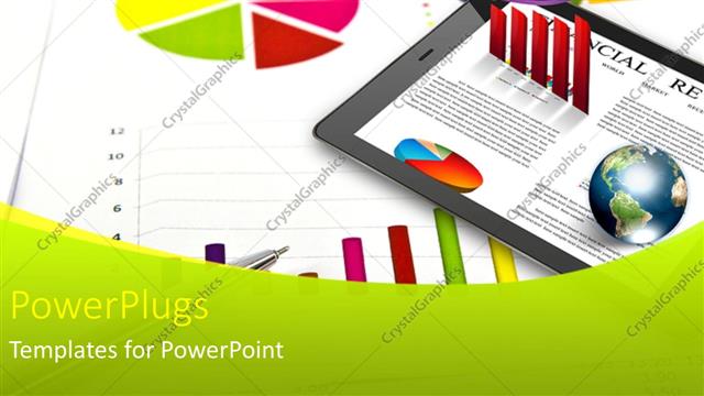  Presentation with pie chart - A tab with financial stuff and a pie chart in the background