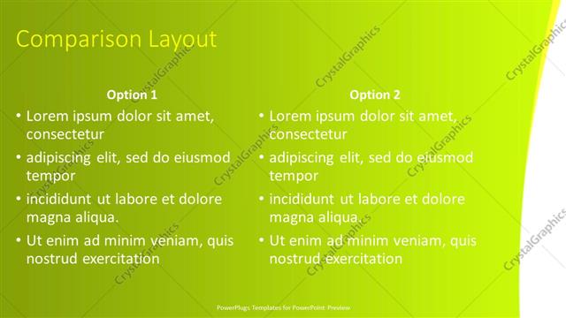 Comparison presentation slide layout