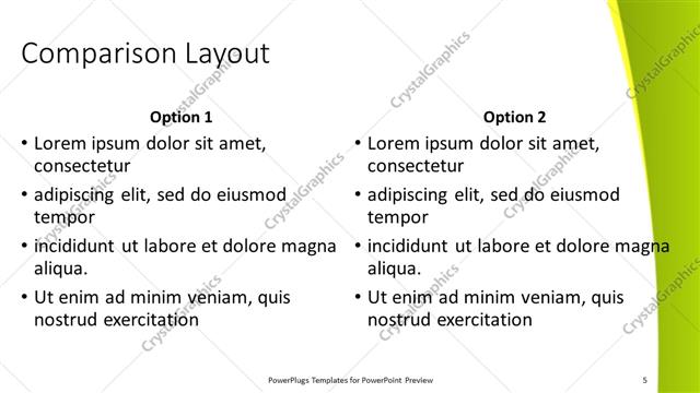 Comparison presentation slide layout