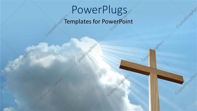  Presentation with cloud - A tall big wooden cross under a white cloud