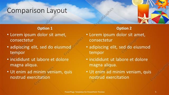 Comparison presentation slide layout