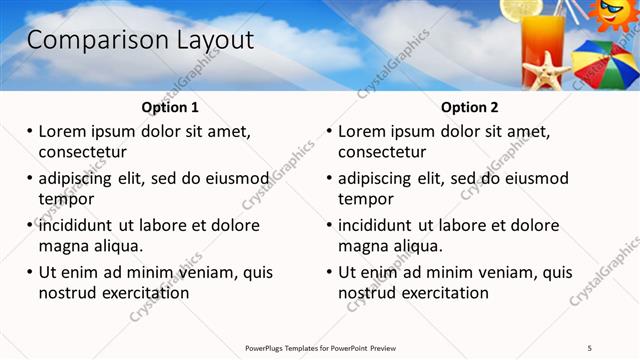 Comparison presentation slide layout