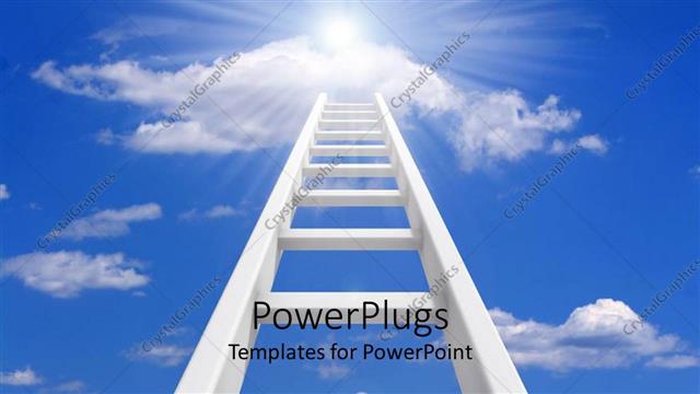 Presentation with tall - A tall ladder which reaches the clear blue sky
