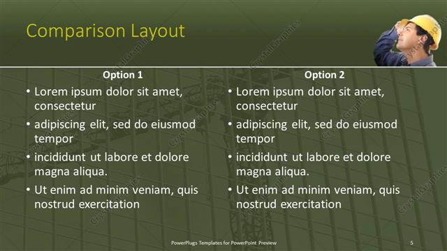 Comparison presentation slide layout