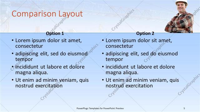 Comparison presentation slide layout