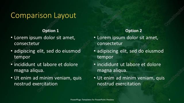 Comparison presentation slide layout