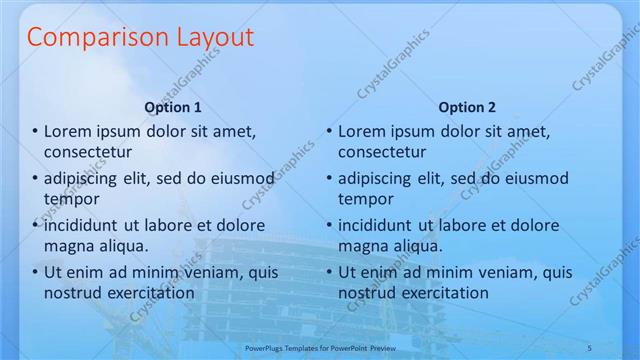 Comparison presentation slide layout