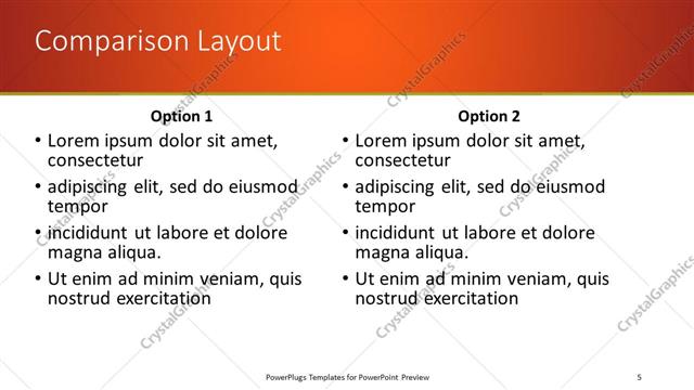 Comparison presentation slide layout