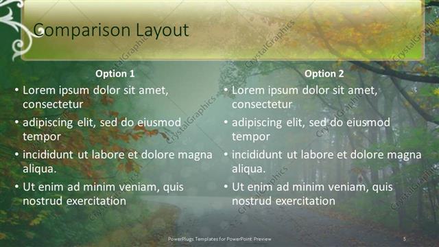 Comparison presentation slide layout