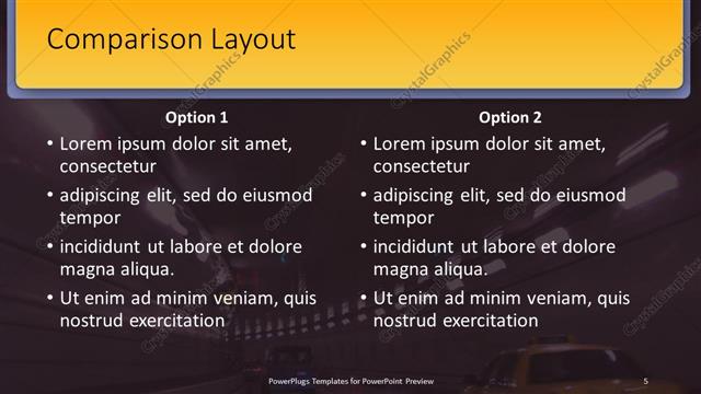 Comparison presentation slide layout