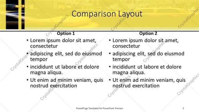 Comparison presentation slide layout
