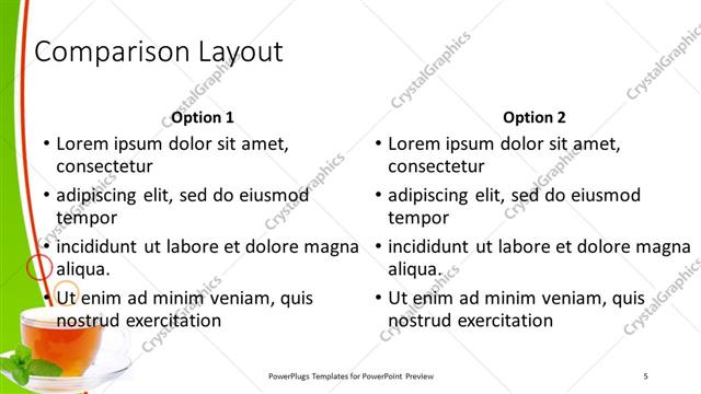 Comparison presentation slide layout