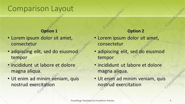 Comparison presentation slide layout