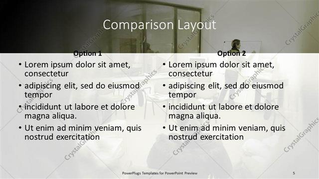 Comparison presentation slide layout