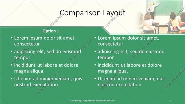 Comparison presentation slide layout