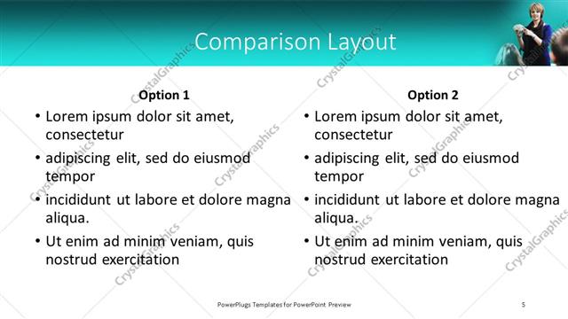Comparison presentation slide layout