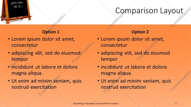 Comparison presentation slide layout