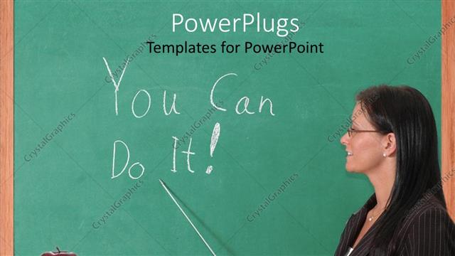  Presentation with teacher - Teacher pointing You Can Do It! text written on chalkboard