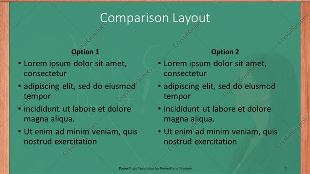 Comparison presentation slide layout
