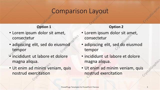 Comparison presentation slide layout