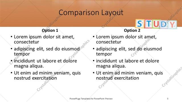 Comparison presentation slide layout