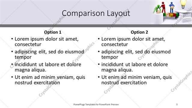 Comparison presentation slide layout